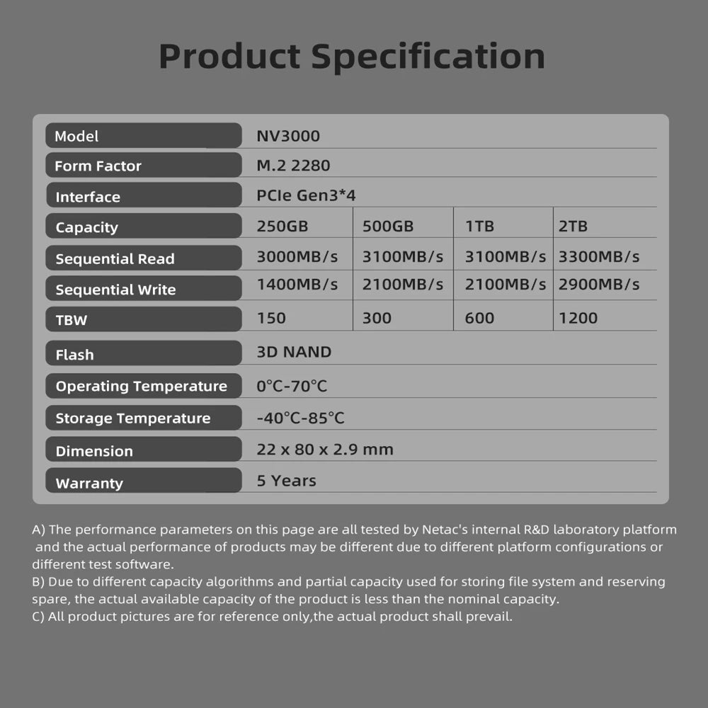 M2 SSD Nvme 250Gb 500Gb 1Tb 2Tb SSD M.2 2280 Pcie SSD Internal Solid State Drive Disk for Laptop Desktop